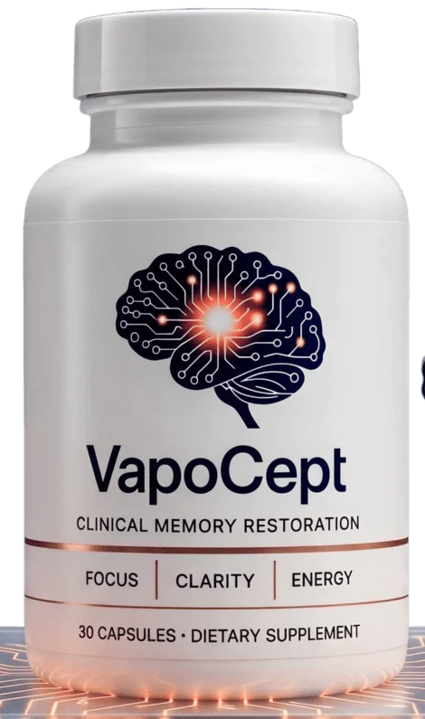 VapoCept supplement bottle pictured on the official website; packaging claims are not independently verified